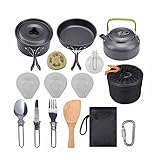 Tragbares Camping-Kochgeschirr-Set Outdoor-Kochtöpfe Set Wasserkocher PanTableware Kit KitcheUtensilien Wandern Picknickzubehör Küchengeräte