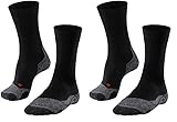 FALKE Damen Wandersocken TK2 Explore W So Wolle Funktionsmaterial antiblasen dick 1 Paar, Schwarz Black-Mix 3010, 37-38 (Packung mit 2)