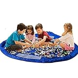 Spielzeug-Aufbewahrungstasche,Kinder-Spielmatte, große Aufbewahrungstasche,faltbarer Baby-Teppich, tragbarer Kinder-Spielzeug-Organizer,Tasche mit Kordelzug 140 cm (Blau)