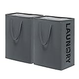 TIMEYARD Wäschekorb Groß, 2er Set 75L Wäschesammler, Aufbewahrungskorb Kinderzimmer, Laundry Baskets, Wäschekorb Faltbar Handtuchkorb für Badezimmer Wohnzimmer Wäschetonne, 43x60cm, Grau