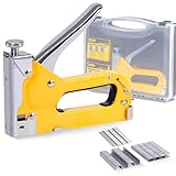 Tutee Handtacker FüR Holz Mit Klammern 3-In-1-Box Mit 300 NäGeln, Geeignet FüR Holz，Innendekorationen，Befestigung，Teppich，Tackerpistole