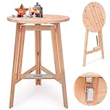 Casaria® Stehtisch Klappbar Massiv Holz 78cm x 111 cm Rund Bistrotisch Partytisch Holzstehtisch Gartentisch Klapptisch