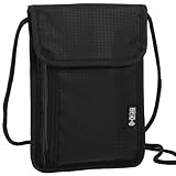 Yuanchu Brustbeutel Brusttasche mit RFID Schutz,Anti-Diebstahl Unisex Reisegeldbeutel Kleine Reisepass Tasche Wasserdicht Umhängetasche für Passport Kreditkarten Schlüssel Reise Zubehör(Schwarz)