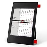 Truento 3-Monats-Tischkalender für 2 Jahre (2025 & 2026) - mit Drehmechanik - schwarz/rot
