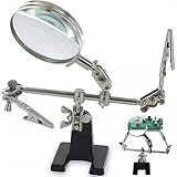 Retoo Löthilfe dritte Hand mit 2,5X Lupe und 2 helfende Hände, Lötstation mit Lupenlampe und 2 Flexible Metallarme für Handwerk Liebhaber, Schweißer, Schmuckhersteller, Lötkolben Station, Löt Zubehör