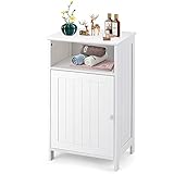 LIFEZEAL Badezimmerschrank mit 2 Schubladen, Badschrank aus Holz, Bad Kommode klein, Bathroom Cabinet mit Anti-Rutsch-Füße, Beistellschrank für Wohnzimmer, mit Offenes Fach (weiß, 40 x 30 x 70 cm)