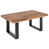 invicta INTERIOR Massiver Couchtisch Iron Craft 100cm Sheesham Stone Finish Industrial Design Wohnzimmertisch Tisch Holztisch Sofatisch