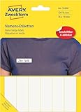 AVERY Zweckform Art. 51064 Namensetiketten für Kleidung (120 Namensaufkleber, 76x19mm, selbstklebend, Textiletiketten aus Folie, Namensschild handbeschriftbar, einfach ablösbar) 10 Blatt, weiß