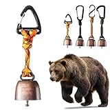 Loud Bear Bell – Wanderglocke, Bärenglocken zum Hiiken, kleine Kuh für Hundehalsband, Anti-Bärglocken, Bären-Abwehrglocken, Gusseisen-Bell-L, Lederband, Geräuschmacher für Überleben, Radfahren, Angeln