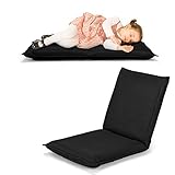 COSTWAY Bodenstuhl Bodensessel mit 6- stufig Verstellbarer Rückenlehne, Game Sessel gepolstert, Bodensofa Meditationsstuhl Lazy Sofa Fensterstuhl Meditationsstuhl (Schwarz)
