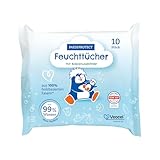 PAEDIPROTECT Feuchttücher 1 x 10 Stück, sensitive Baby Water Wipes mit 99% Wasser ohne Duftstoffe, für zarte Baby- und Kinderhaut, mit Kokosnussextrakt, ohne Mikroplastik, vegan