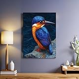 Dunkelblau Leinwandbild 30 x 20 cm Ein afrikanischer Eisvogel Kunstdruck Wandbild Foto Poster Bild Fertig zum Aufhängen Aesthetic Deko Flur küche Büro Villa Badezimmer