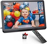 FamBrow Digitaler Bilderrahmen 10 Zoll mit 32GB SD, Neues UI Design Bilderrahmen Elektronisch mit Fernbedienung, Video/Musik/Bild-Wiedergabe, Wecker/Billboard/Uhr Funktionen, Geschenk（Non-WiFi）