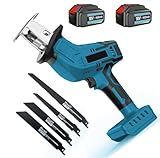 New Upgrades Akku-Säbelsäge mit 2 Stück 5500 mAh Akku, elektrisches für Makita 18 V mit 4 Sägeblättern,0-3000SPM Variable Geschwindigkeit für Holz,Metall, PVC-Rohrschneiden，have for home DIY or work