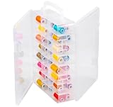 ilauke 48 Fächer Nähfadenbox für Nähgarn, Doppelseitige Stickgarn Aufbewahrung, Einstellbar Plastik Sortimentsbox Kleinteile Organizer für Stickerei und Nähgarne, Stickgarn, Basteln,Schmuck Perlen