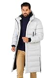Soulstar Herren Winterparka Winter-Jacke mit Kapuze langer Winter-Mantel Puffer-Jacke Steppjacke Jacket Light Grey L