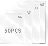 Thermo laminierfolien Premium, Heißlaminierfolien Transparent 50 Stück Laminierfolien (5 Stück A3+10 Stück A4+ 15 Stück A5+ 20 Stück A6), 80 mic für Laminiergerät A3 A4 A5 A6