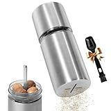 Virklyee Muskatmühle Muskatnuss Mühle Gewürzmühle mit Aufbewahrungsbehälter für 4 Nüsse, Muskatnüssen aus Edelstah,Einfach zu Reinigen,für Küche,Restaurant(Silber)