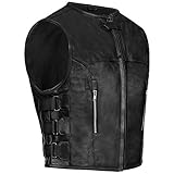 PAULGOS Lederweste Weste Kutte Leder Biker Rocker Motorrad Clubweste Bikerweste Motorradweste Schwarz BW10 (schwarz, M)