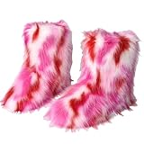 Jacke für Frauen Mantel 2 Stück Winter Faux Plüsch Jacke Damen Winter Midi Länge Mantel Verdickter Warmer Kunstpelz Mantel Plüsch Eimer Hut Set(36/XUE03)
