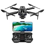 Drohne mit Kamera,Drohne mit Kamera 4K für Kinder Bürstenloser Motor 2 Akkus Lange Flugzeit Drohne mit Kamera Erwachsene Follow Me, unter 249g-Schwarz