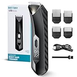 Männer-Körperhaartrimmer, Wiederaufladbarer Elektrischer Körperrasierer für Brust/Rücken/Beine, Wasserdicht für Nass-/Trockenrasur, 4 Begrenzungskämme, Keramikklingen-Scherenschneider mit Reisesperre