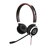 Jabra Evolve 40 UC Stereo Headset – Unified Communications Kopfhörer für VoIP Softphone mit passivem Noise-Cancelling – USB-Kabel mit Anrufsteuerung – Schwarz