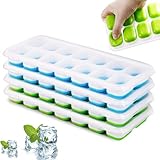 Eiswürfelform Silikon, 4er Pack Eiswürfelbehälter Mit Deckel, Quadratische Eiswürfelschalen, Stapelbar Eiswürfel Form, LFGB Zertifiziert und BPA Frei