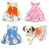 3-Teilige Hundekleider Welpen Bowknot Luxus Prinzessin Kleid Blumenkleidung Hochzeitsabendkleid Sommer Outfits Tutu Rock Niedliches Hundekleid für Kleines Hundemädchen
