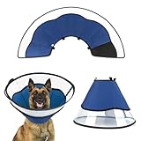 Yoolhamy Halskrause Hund, Bequem Leckschutz Hunde Schutzkragen Weich Hundekragen Elisabethanischer Einstellbar Atmungsaktiver Hundehalskragen FüR Kleine, Mittlere Und GroßE Kragen Hunde (Blau, L)