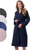 Morgenstern Bademantel Damen Waffelmuster Leicht Baumwolle Waffel Pique Größe XL Marine Blau