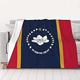 JIPOFD Doppelseitige Mississippi-Staatsflaggen-Decke, Überwurf, warm, gemütlich, Flanelldecke, King-Size-Bett, dicke Decke