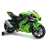 Elektromotorrad für Kinder, 3-6 Jahre, Kawasaki Ninja, 12 V, Betriebsdauer von 2 Stunden, Lichter, Geräusche, MP3, Stützräder, Beschleunigungsgriff – 6 km/h. INJUSA