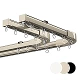 Gardinenstangen aus Aluminiumlegierung mit 90-Grad-Eckbiegen, robustes Design für Schlafzimmer, Erkerfenster, Wand- und Deckenmontage