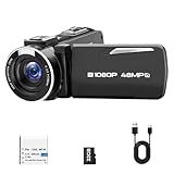 Videokamera 1080P Full HD 48MP Camcorder, 18X Digital Zoom Kamera mit 3 Zoll 270° Drehdisplay, Vlogging Webcam Kamera für YouTube mit 32GB Karte & Akku
