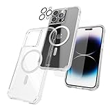 Case-Mate [3-in-1-Schutzpackung – iPhone 14 Pro Max Hülle (robust, klar), gehärtetes Glas und Objektivschutz, 4,5 m Fallschutz, kompatibel mit MagSafe und kabellosem Laden, stoßfest, vergilbungsfrei