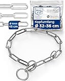 Kettenwürger für Hunde mit Kopfumfang 32-36 cm aus Edelstahl V4A Hundekette mit Zugstop Kettenhalsband langgliedrig 4mm dick und 45 cm Gesamtlänge