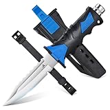 DRAGON RIOT Tauchermesser mit Beinholster, Outdoor Messer Feststehende, Scharfes Jagdmesser mit Holster, Allzweckmesser Cooles Camping Survival Messer Geschenk f ü r M ä nner