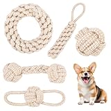 5 Stück Hundespielzeug Seil,Seilspielzeug für Kleine Hunde,Hundespielzeug Seil mit Knoten Ball,Geflochtene Hundeseile Spielzeug aus Baumwolle & Hanf,Baumwolle Interaktives Kauspielzeug für Welpen, Kle