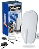 SCHWAIGER 662245 Außenantenne-Set aktiv DVB-T2 terrestrisch digital Empfänger Verstärker Outdoor 50km-Reichweite 4K UHD LTE Filter