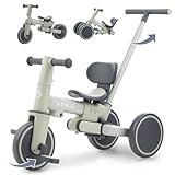 VITONIS 5 in 1 Dreirad, laufrad ab 1 Jahr, Kinderfahrrad mit Schubstange für Kinder 18 Monate-5 Jahre,Jungen Mädchen Geschenk