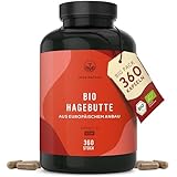 Bio Hagebutten Kapseln hochdosiert – EU Anbau – 3900 mg Hagebuttenpulver – 360 Kapseln – reine getrocknete Hagebutte – ballaststoffreich, vegan & laborgeprüft – TRUE NATURE®