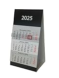 ADINA Kleiner Aufstellkalender Dreimonatskalender für den Schreibtisch 1 Stück (2025 schwarz)