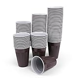 Commerline Thermobecher braun-weiß 180 ml | 100 stück Einweg Automatenbecher Einwegthermobecher Heißgetränkbecher | Plastikbecher Automatengängig Trinkbecher für Automaten 0,18l