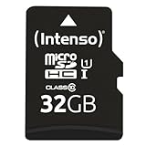 Intenso Premium microSDHC 32GB Class 10 UHS-I Speicherkarte inkl. SD-Adapter (bis zu 90 MB/s), schwarz