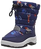 Playshoes Unisex Kinder gefütterte Kinder Winterstiefel, warme Schneestiefel mit Innenfutter und griffiger Profilsohle, mit Raketen-, Planeten-, Sternen-Muster