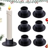 6 Stück Kerzenständer Schwarz, Schwarze Kerzenhalter, Kerzenhalter Metall Stabkerzen, Kerzen Ständer, Retro Kerzenleuchter Dekoration für DIY, Wohn, Esszimmer, Abendessen, Party