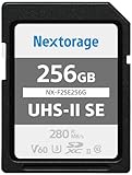 Nextorage Japanischer Hersteller UHS-II SD Karte 256GB SDXC V60 Maximale Lesegeschwindigkeit 280MB/s Maximale Schreibgeschwindigkeit 170MB/s 4K Aufnahme NX-F2SE256G Speicherkarte