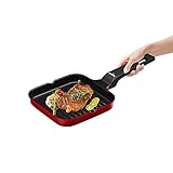 HOMELUX Grillpfanne, 14 cm, antihaftbeschichtete Pfanne mit Ausguss, Steakpfanne induktion - beschichtete Pfanne, alle Herdarten inkl. Induktion, fettfreies Braten