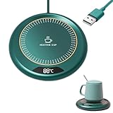 Tassenwärmer, Kerzenwärmer mit 3 Temperatureinstellungen, Elektrischer Kaffeewärmer, USB Getränkewärmer, Teewärmer, Schreibtisch Tassenwärmer, Abschaltautomatik, Becherwärmer für Büro/Haushalt (Grün)